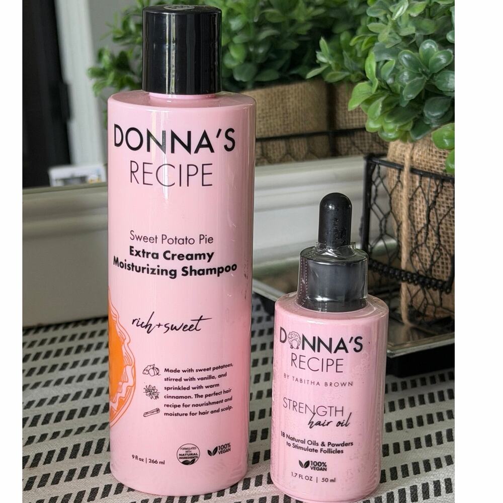 Donna’s Recipe Sweet Potato Pie Shampoo 9oz + Tabitha Brown Strength Hair Oil